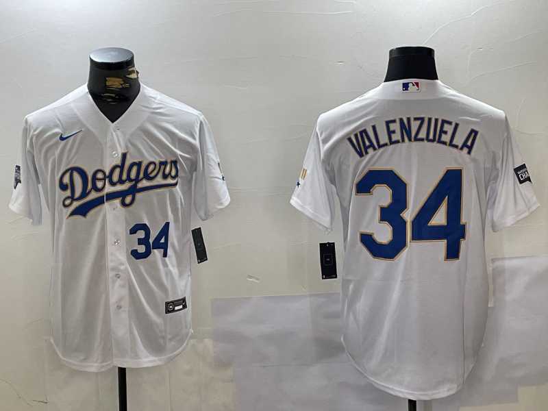 Men's Los Angeles Dodgers #34 Fernando Valenzuela Number White Gold Championship Stitched Cool Base Nike Jerseys,We sell and wholesale Men's Los Angeles Dodgers #34 Fernando Valenzuela Number White Gold Championship Stitched Cool Base Nike Jerseys on line form chian!